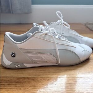 Puma White and Gray Sneakers with BMW Emblem